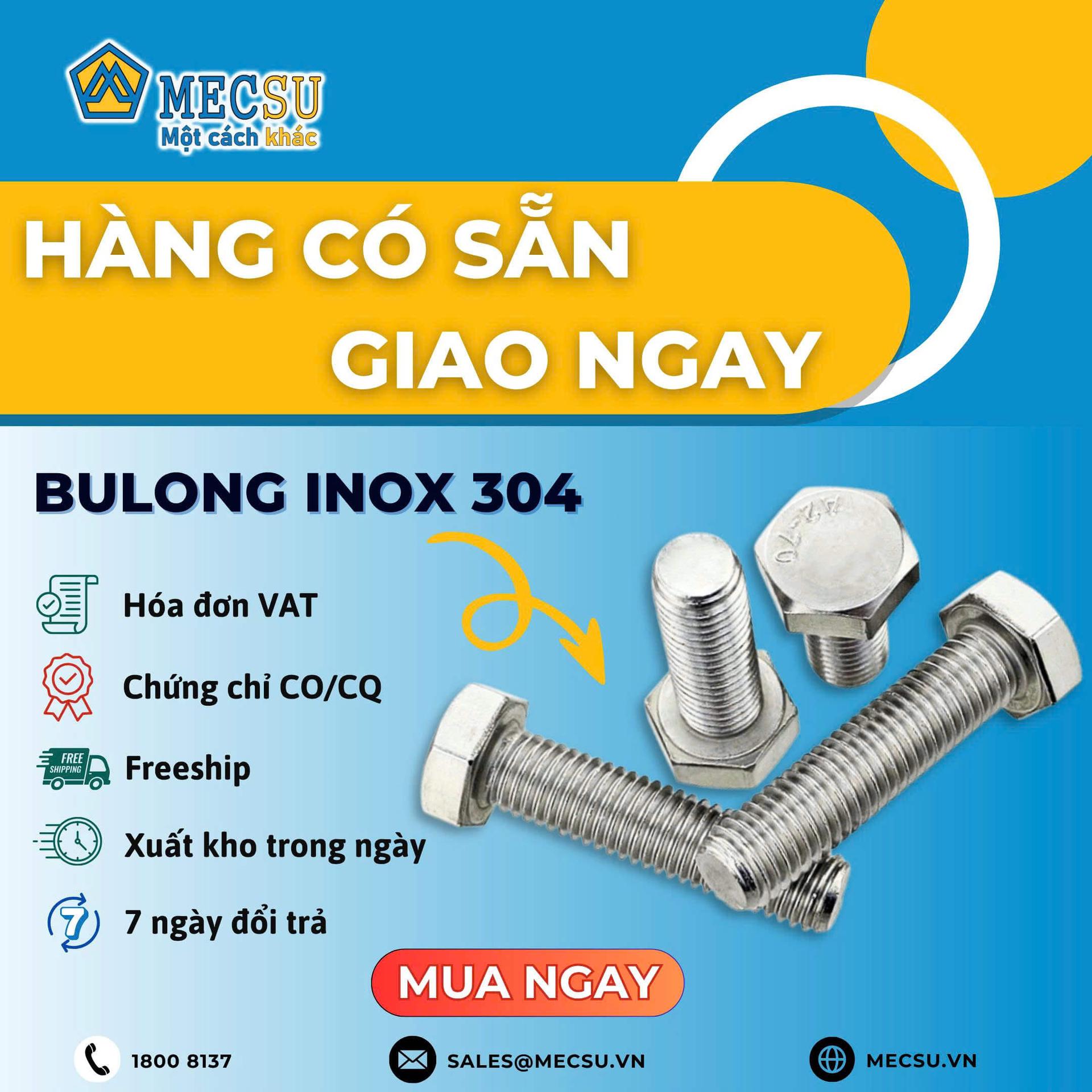 Mua bulong ốc vít inox 304 chính hãng, giá tốt tại Mecsu