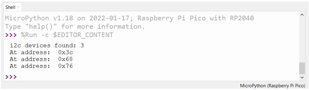 Raspberry Pi Pico I2C máy quét Thonny shell terminal