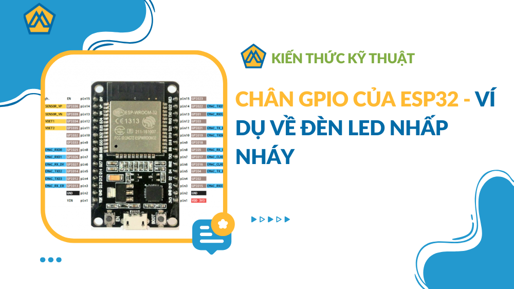Chân GPIO của ESP32 - Ví dụ về đèn LED nhấp nháy | Mecsu.vn