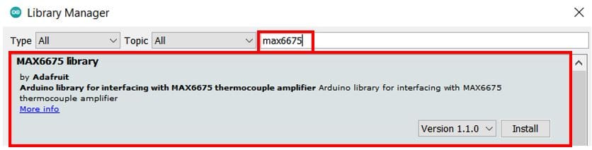 Cài đặt Thư viện cặp nhiệt điện MAX6675 trong Arduino IDE