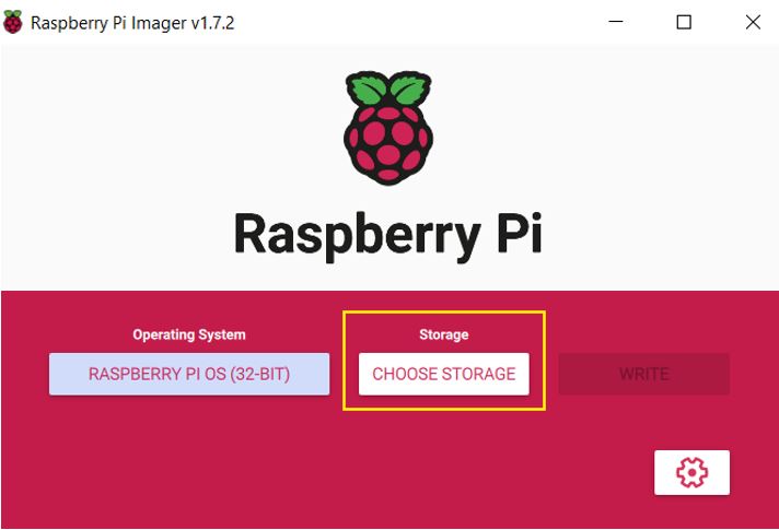 Raspberry Pi Imager chọn bộ nhớ
