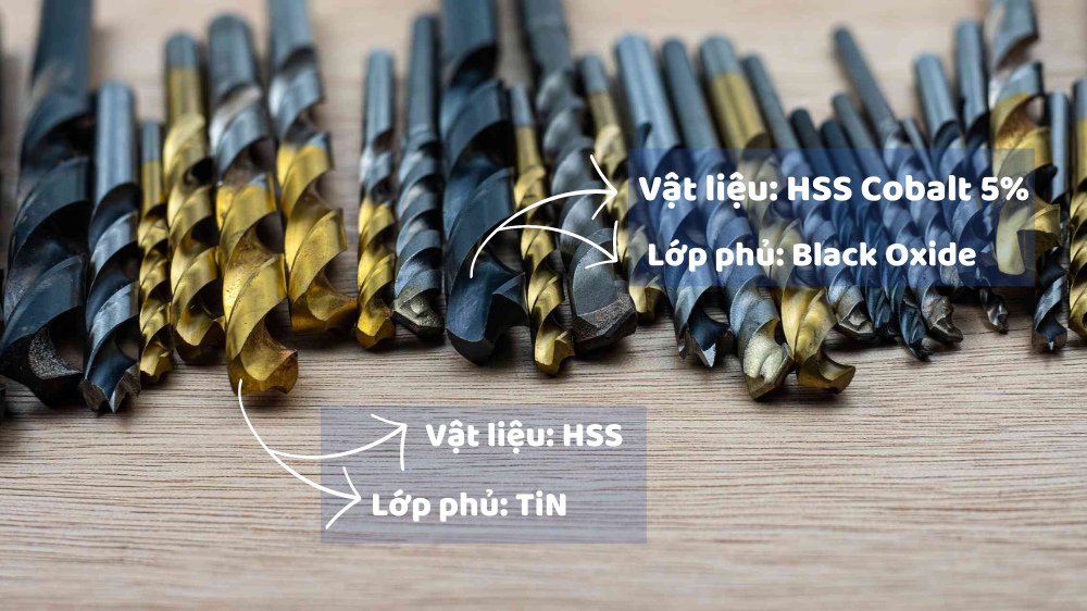 Mũi khoan được làm từ vật liệu gì? Công dụng của lớp phủ trên mũi khoan