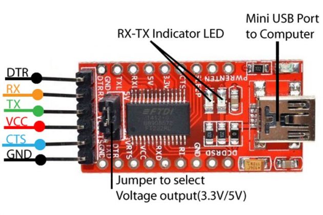 Adapter serial FTDI chuyển đổi điện áp chuẩn USB sang chuẩn TTL 3.3V / 5V FT232RL