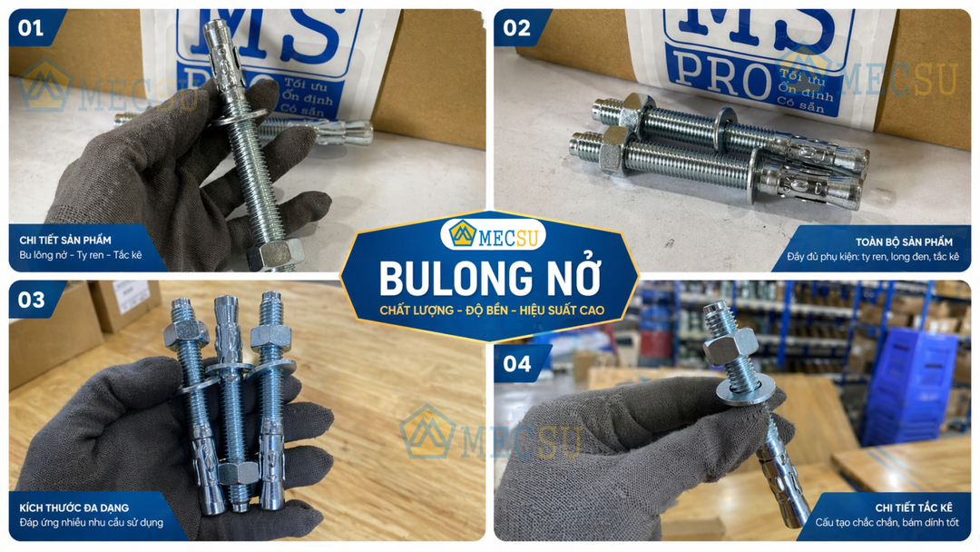 Tắc Kê Nở 3 Cánh (Bu Lông Nở): Kích Thước, Thông Số & Báo Giá