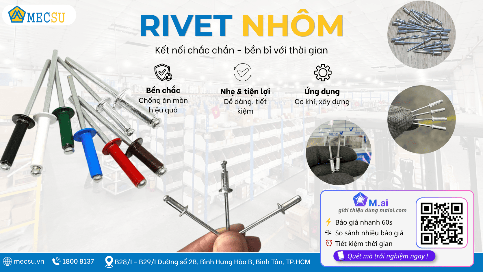 Bảng Giá 7 Loại Rivet Nhôm Bán Chạy Nhất Tại Mecsu