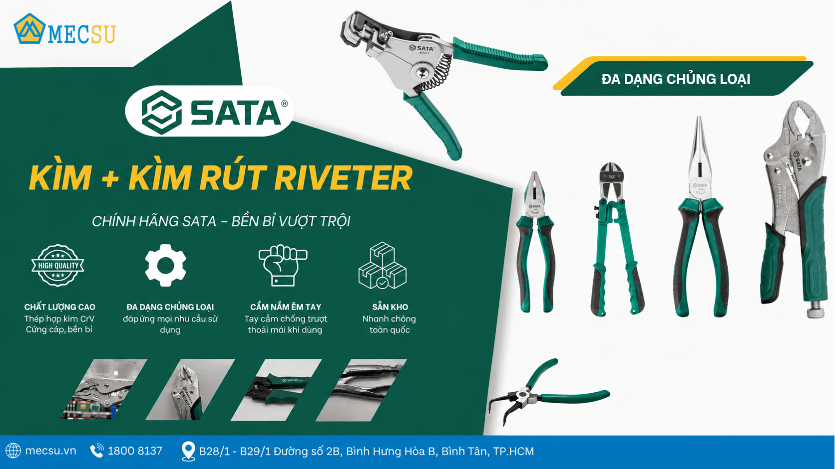 Kìm SATA Chính Hãng: Kìm Và Kìm Rút Rivet