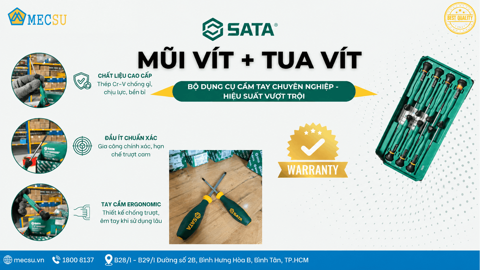Tua Vít – Mũi Vít SATA 2026: Chuẩn MRO Cho Xưởng Cơ Khí